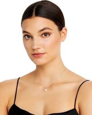 Bloomingdale's Fine Collection Diamond & Cultured Freshwater Pearl Pendant Necklace in 14K White Gold, 16