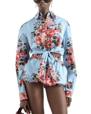 Dolce & Gabbana Flower Bouquet Print Cotton Shirt