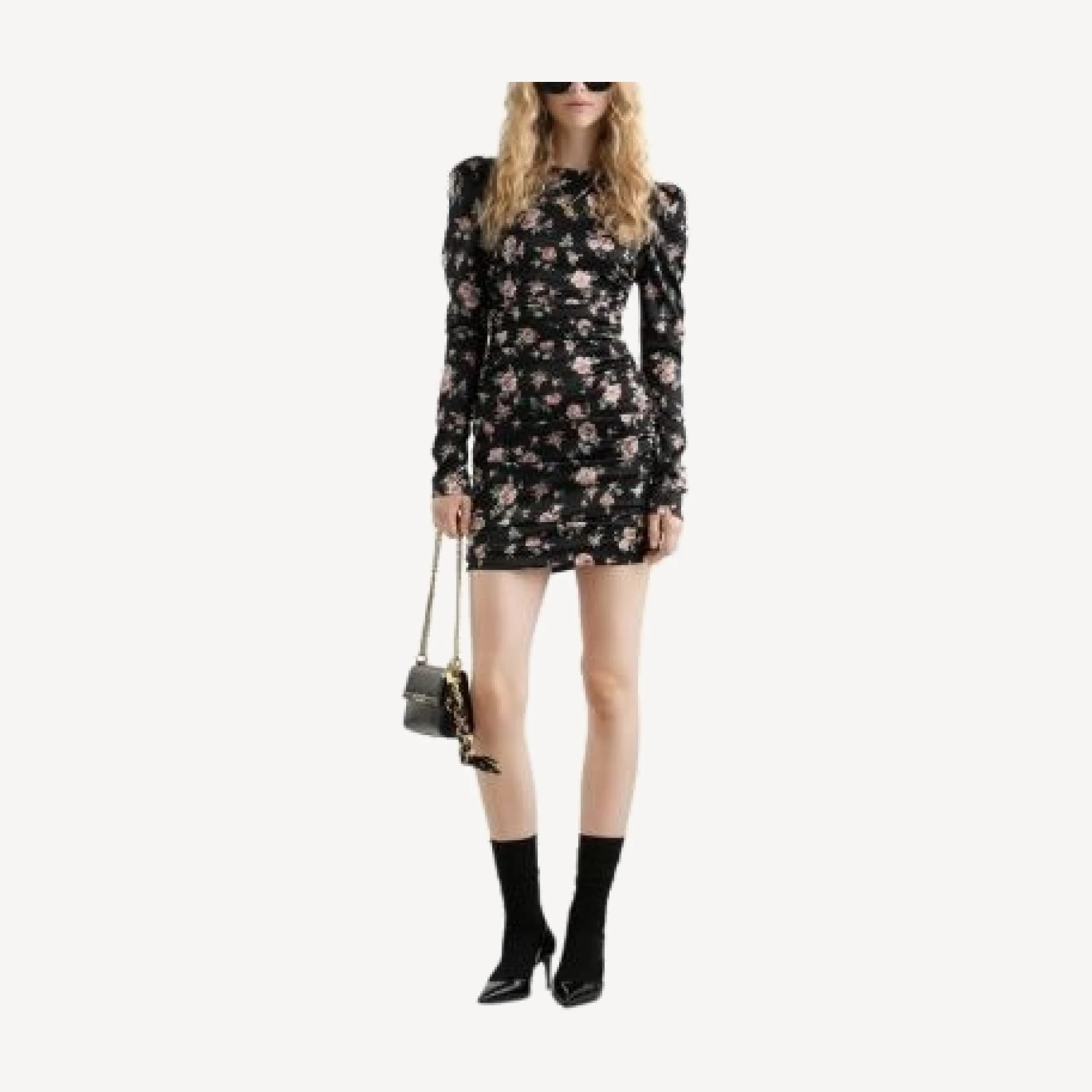 Dolce & Gabbana Vintage Rose Print Draped Dress