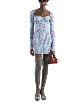 Dolce & Gabbana Rose Print Charmeuse Mini Dress