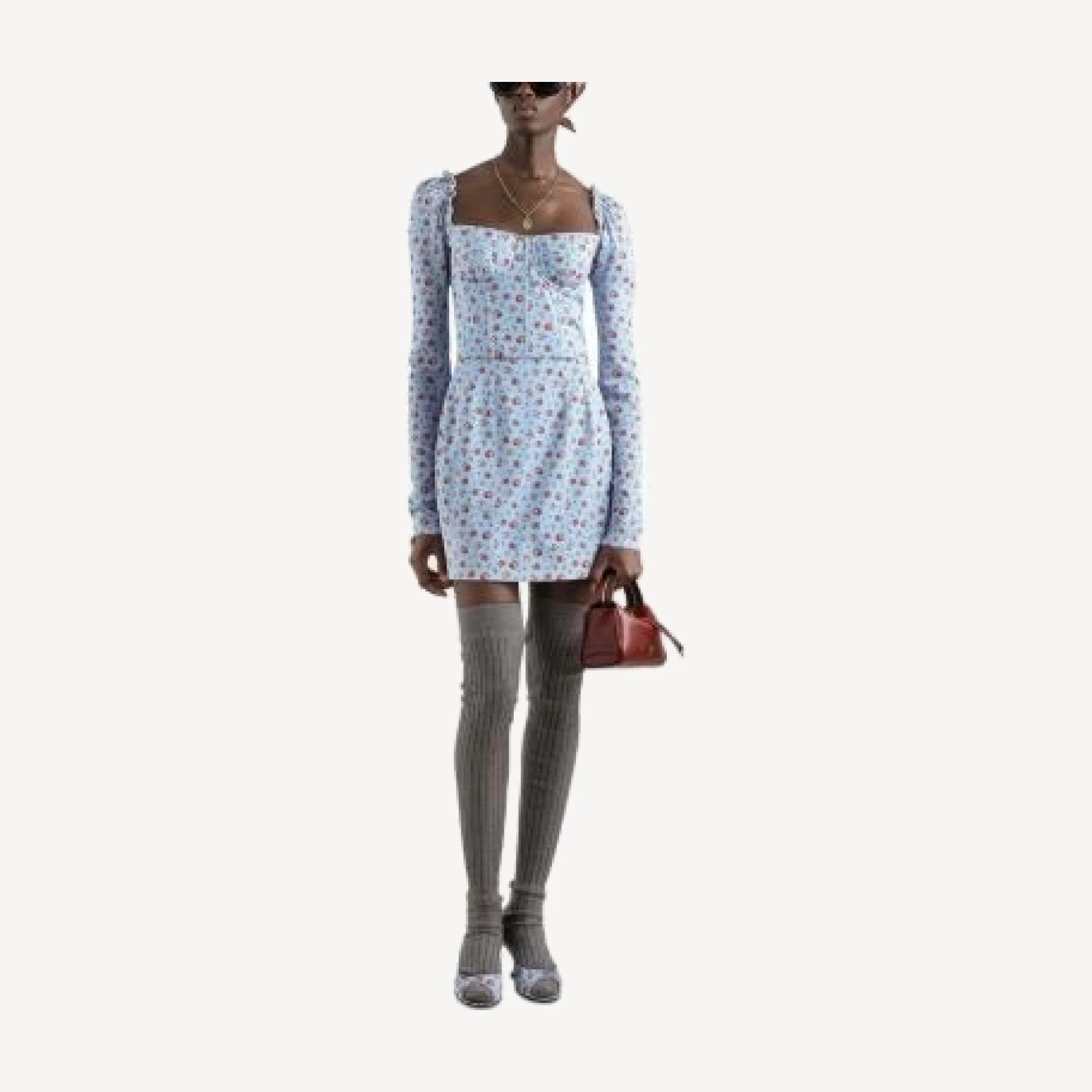 Dolce & Gabbana Rose Print Charmeuse Mini Dress