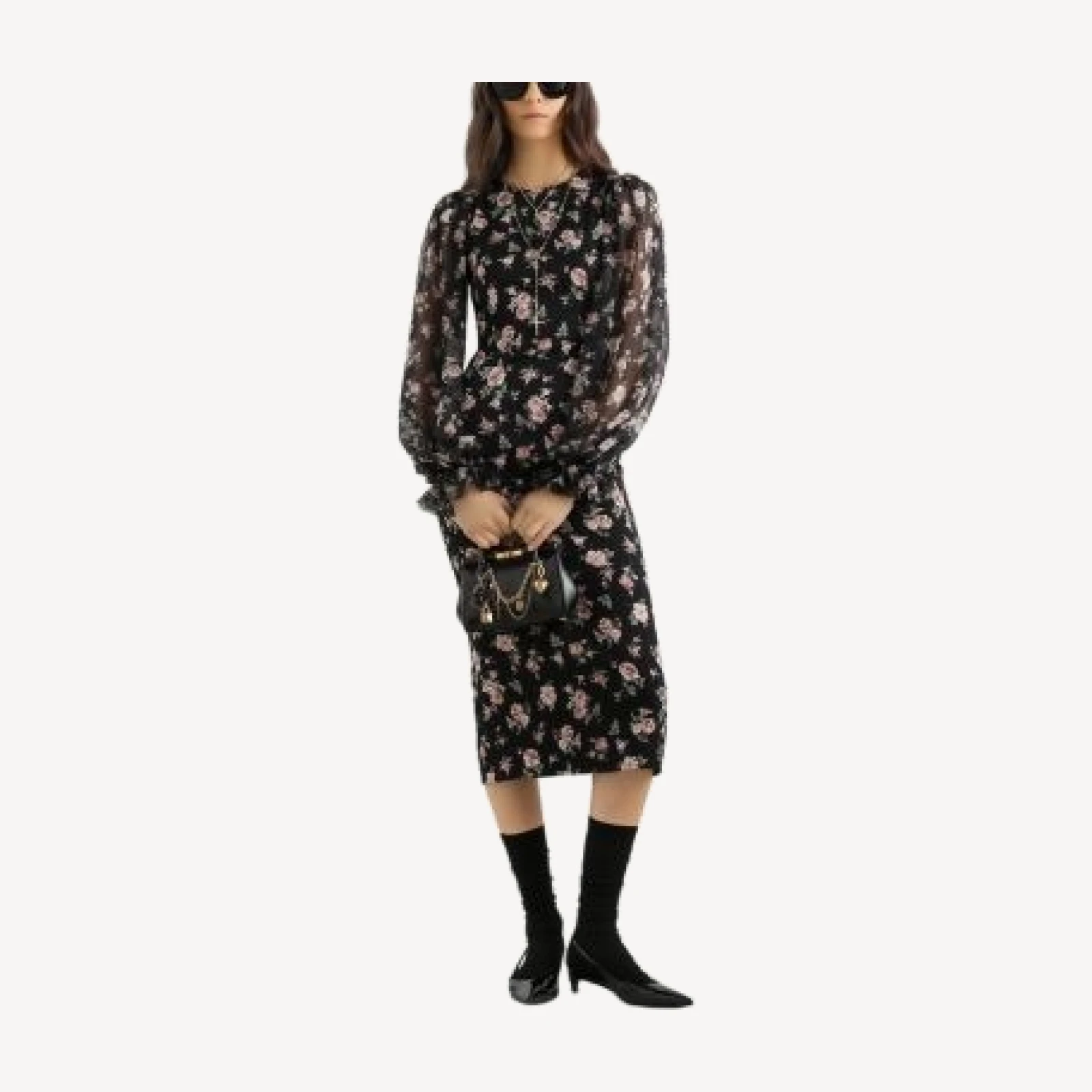 Dolce & Gabbana Vintage Rose Print Charmeuse Dress