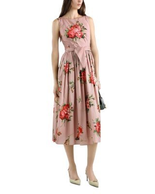 Dolce & Gabbana Rose Bouquet Print Cotton Dress
