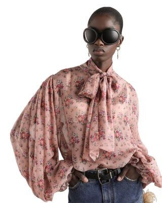 Dolce & Gabbana Silk Floral Bouquet Chiffon Top
