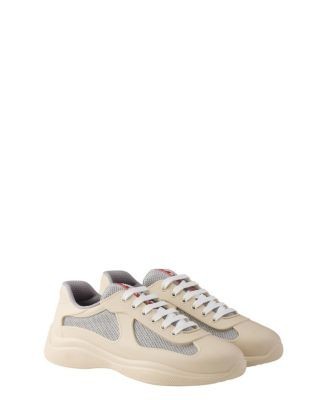 Prada Men's America's Cup Soft Rubber And Bike Fabric Sneakers in Neutral