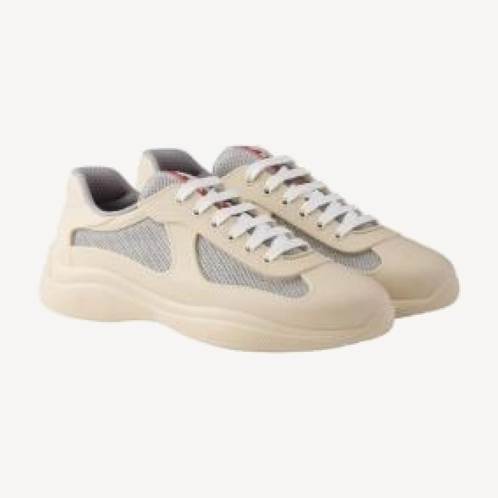 Prada Men's America's Cup Soft Rubber And Bike Fabric Sneakers in Neutral