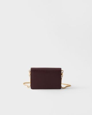 Prada Saffiano Leather Card Holder with Shoulder Strap