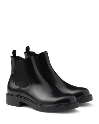 Prada Men's Brushed Leather Chelsea Boots