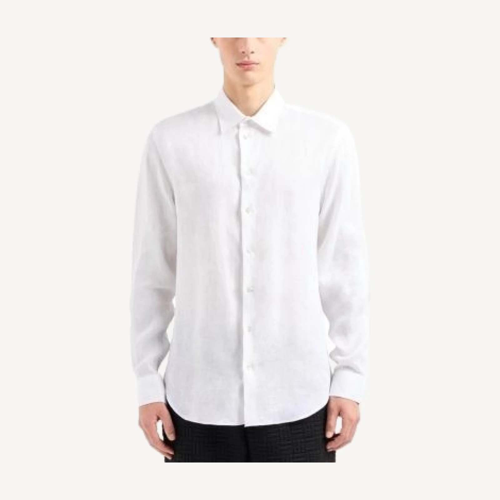 Emporio Armani Regular Fit Linen Chambray Sport Shirt