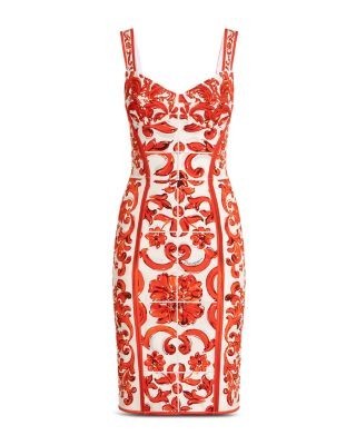 Dolce & Gabbana Majolica Print Charmeuse Short Dress