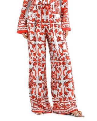 Dolce & Gabbana Majolica Print Silk Trousers