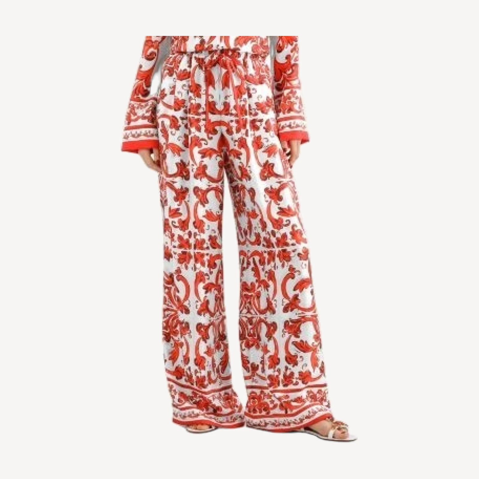 Dolce & Gabbana Majolica Print Silk Trousers