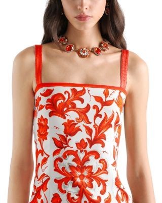 Dolce & Gabbana Majolica Print Charmeuse Dress