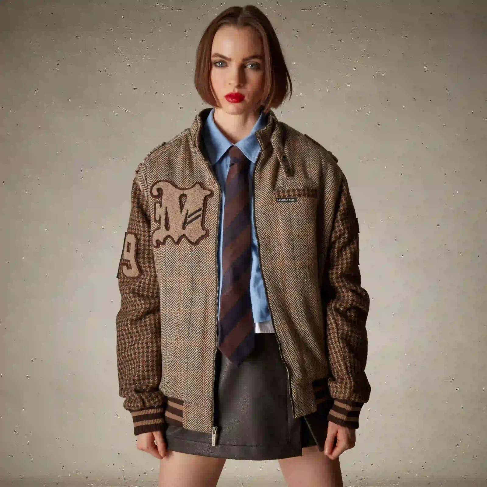 Women's Oversized Tweed Varsity Jacket