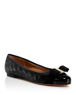 Ferragamo Women's Varina Q Leather Quilted Ballet Flats