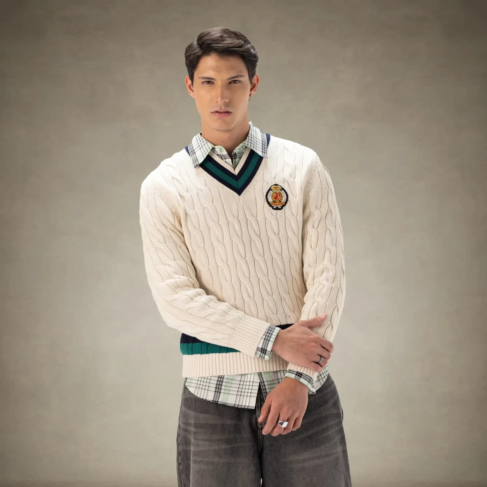 Men's Cable Knit Cricket Sweater