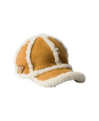 Prada Suede Shearling Baseball Cap