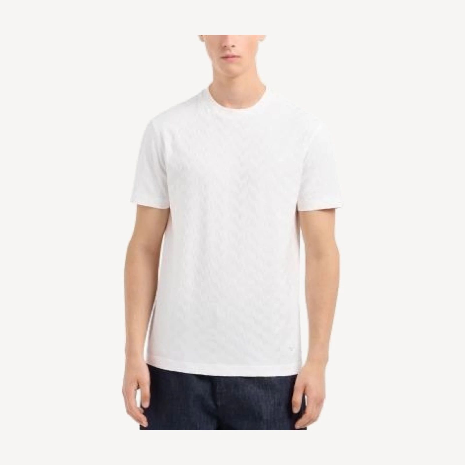 Emporio Armani Cotton Jersey Chevron Jacquard Tee