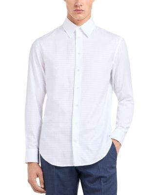 Emporio Armani Cotton Shirt with Allover Micro Jacquard Motif