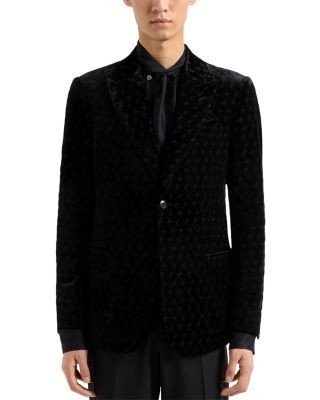 Emporio Armani Peak Lapel Embroidered Motif Velvet Sport Jacket