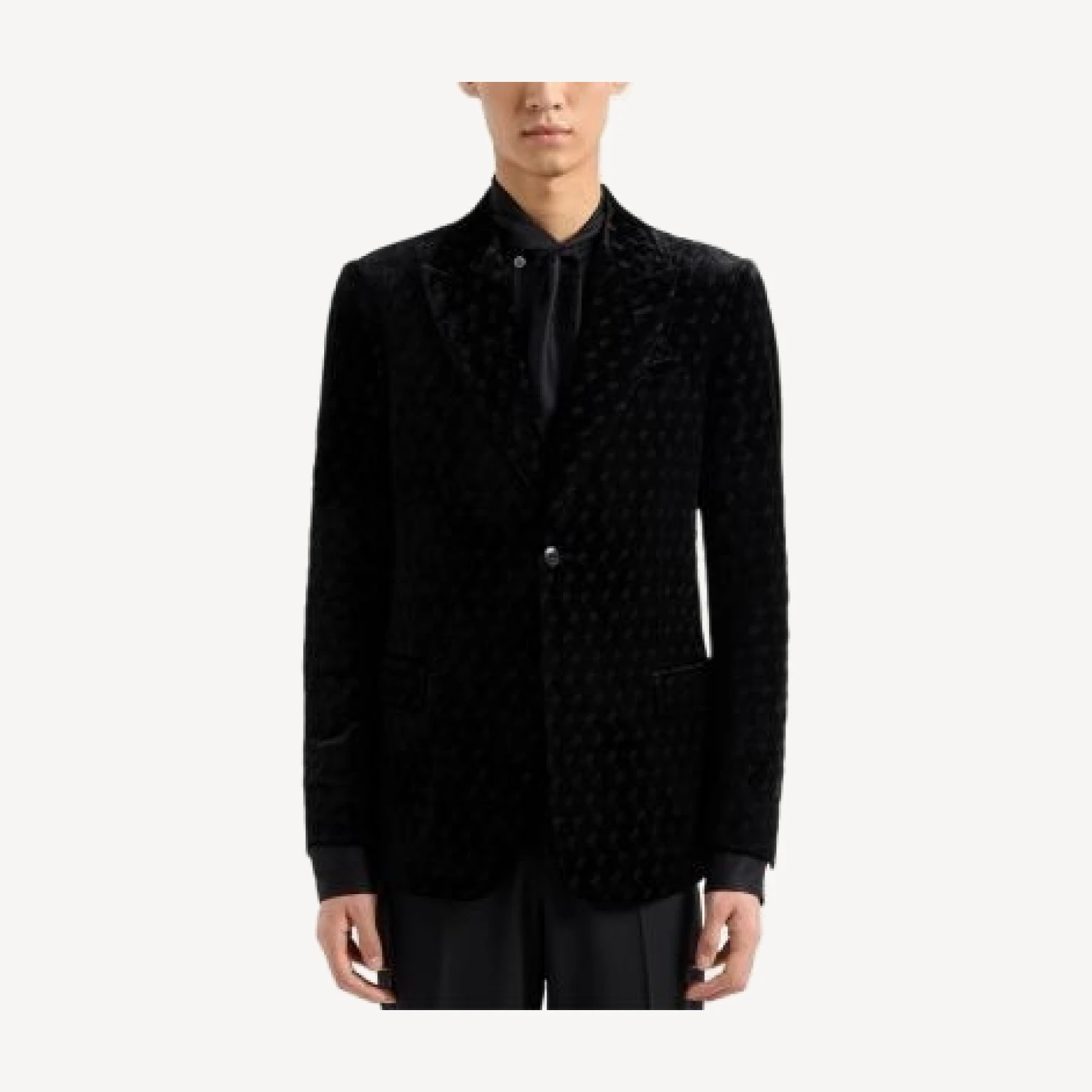 Emporio Armani Peak Lapel Embroidered Motif Velvet Sport Jacket