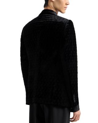 Emporio Armani Peak Lapel Embroidered Motif Velvet Sport Jacket
