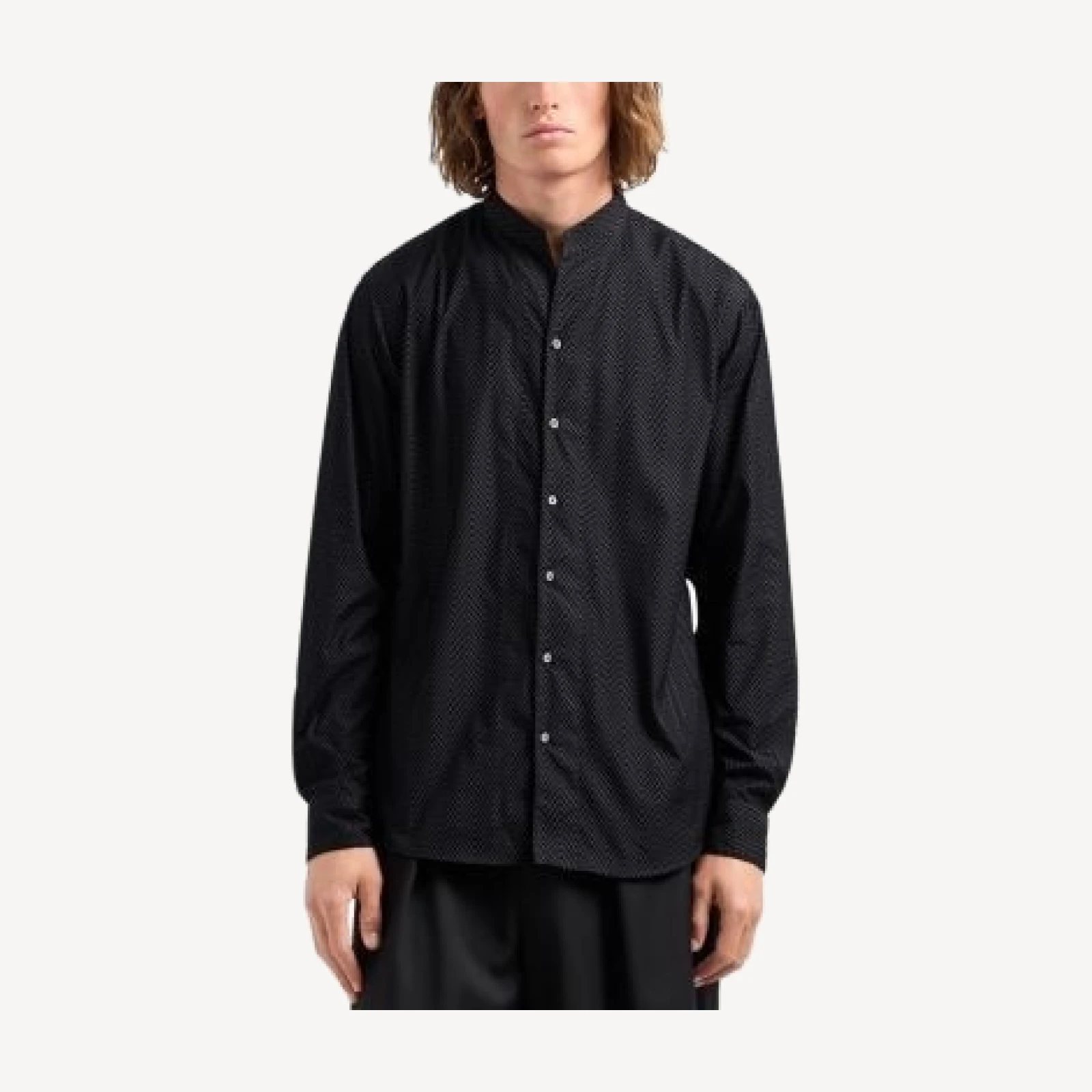 Emporio Armani Stretch Cotton Button Up Shirt with Guru Collar