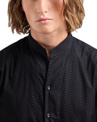 Emporio Armani Stretch Cotton Button Up Shirt with Guru Collar