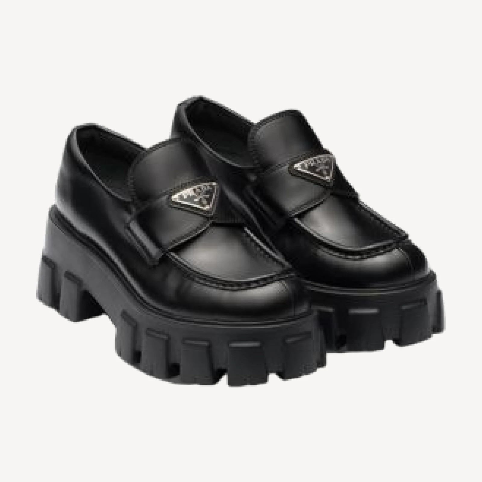 Prada Women's Brushed Leather Monolith Loafers