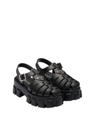 Prada Women's Rubber Monolith Sandals