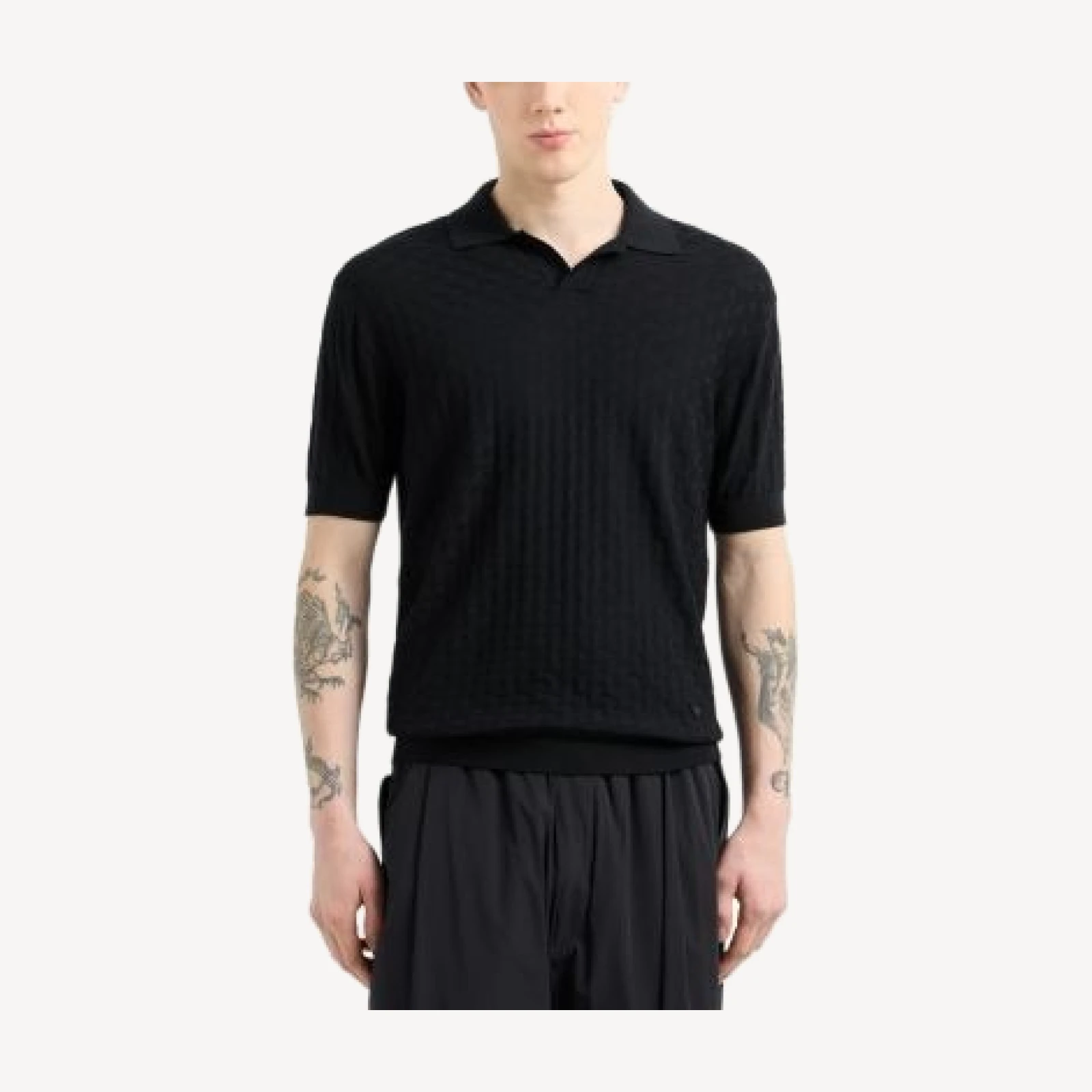 Emporio Armani Virgin Wool Short Sleeve Polo Sweater