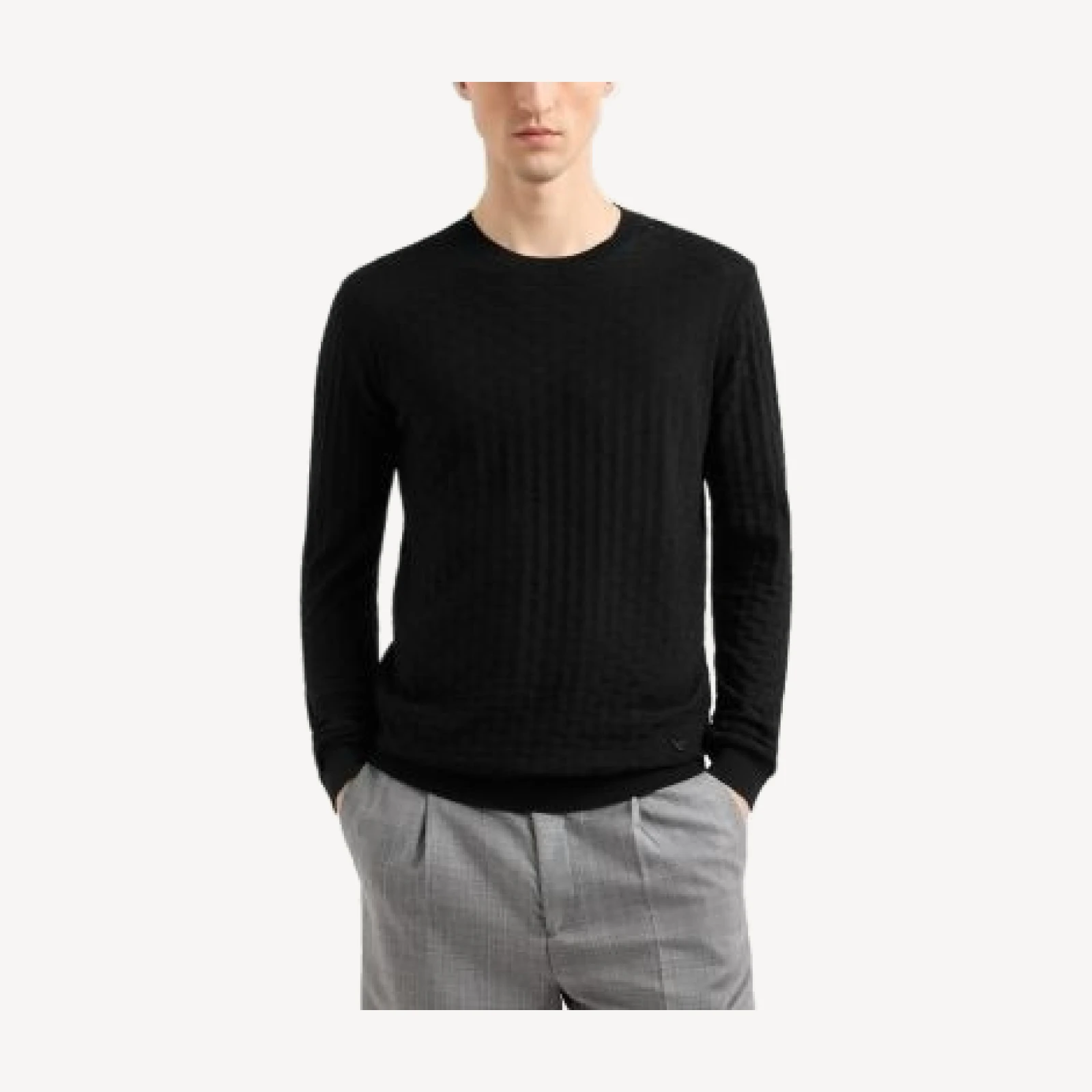 Emporio Armani Virgin Wool Basketweave Motif Sweater