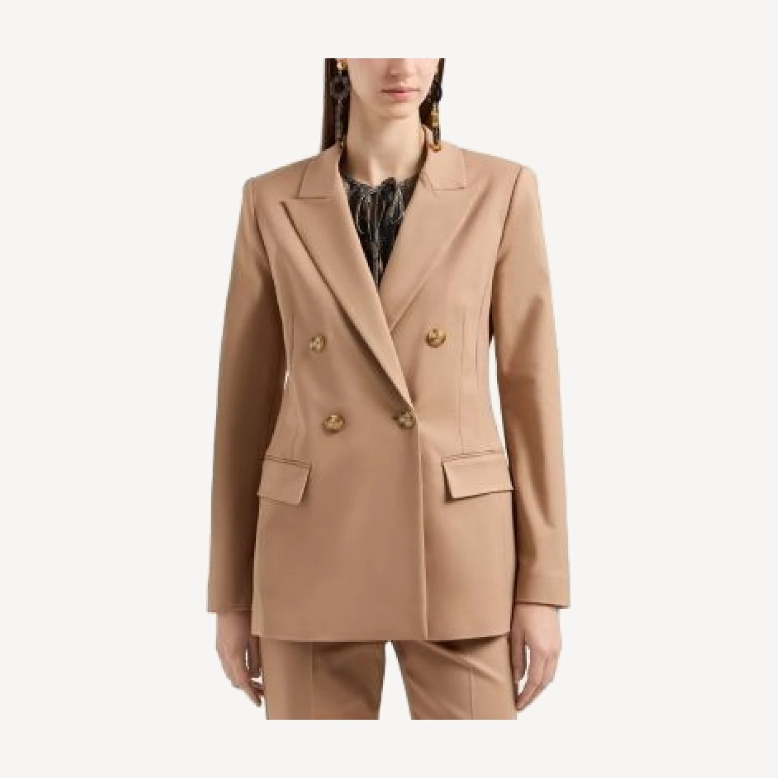 Emporio Armani Stretch Cotton Double Breasted Blazer