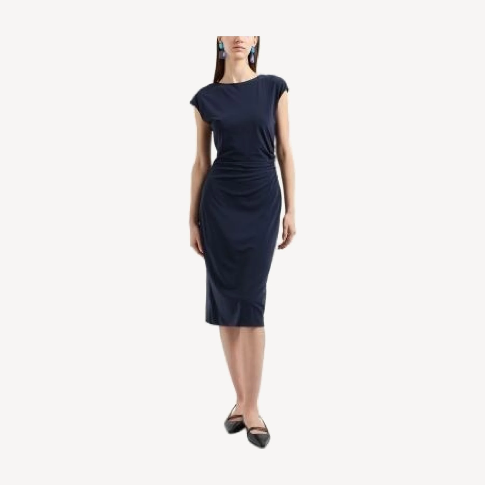 Emporio Armani Cap Sleeve Fluid Crepe Jersey Sheath Dress