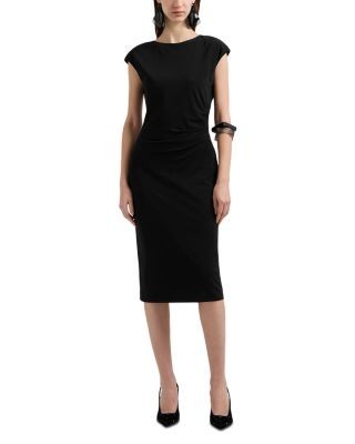 Emporio Armani Cap Sleeve Fluid Crepe Jersey Sheath Dress