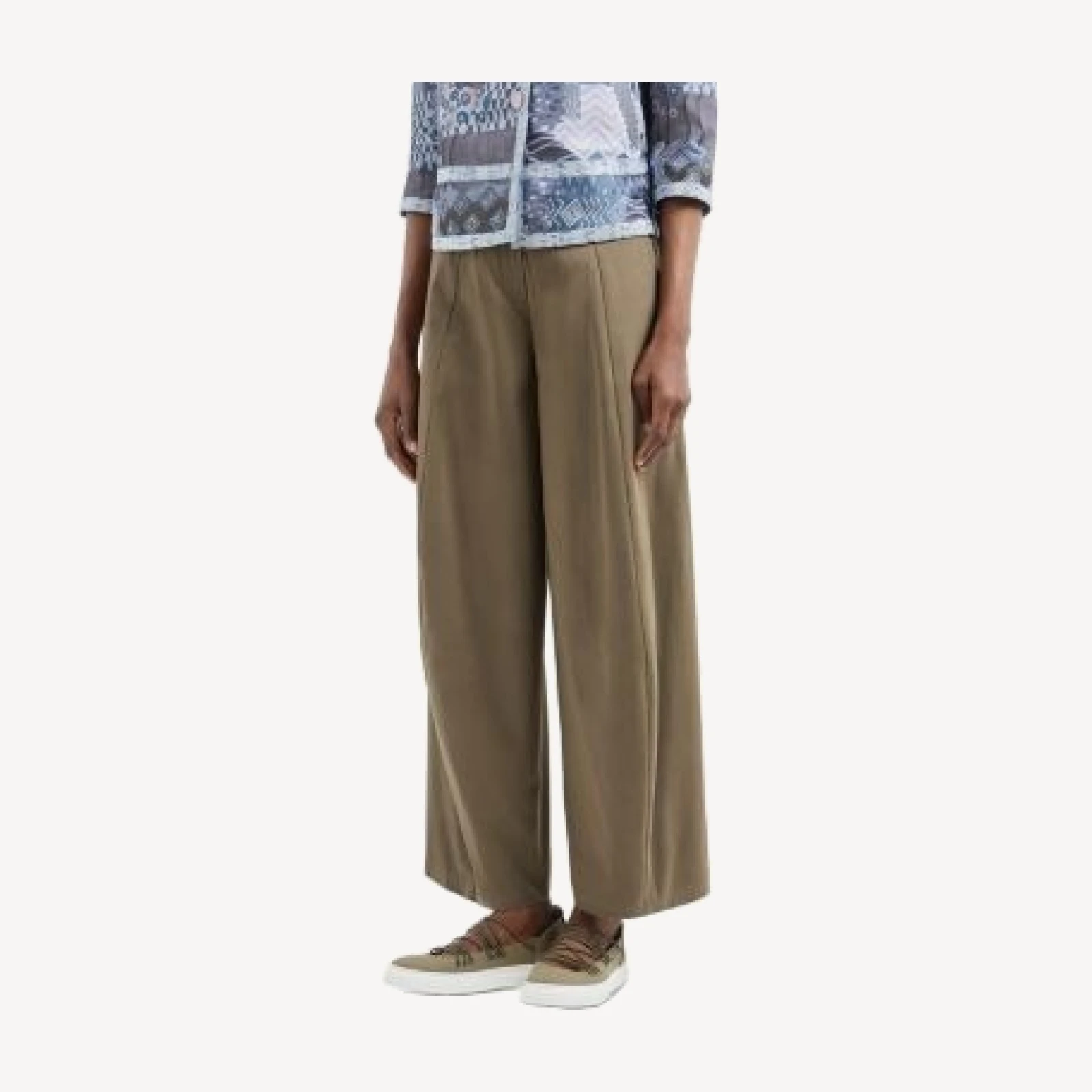 Emporio Armani Stretch Brushed Cotton Barrel Leg Trousers