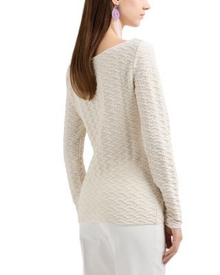 Emporio Armani Long Sleeve Boatneck Textured Jersey Top