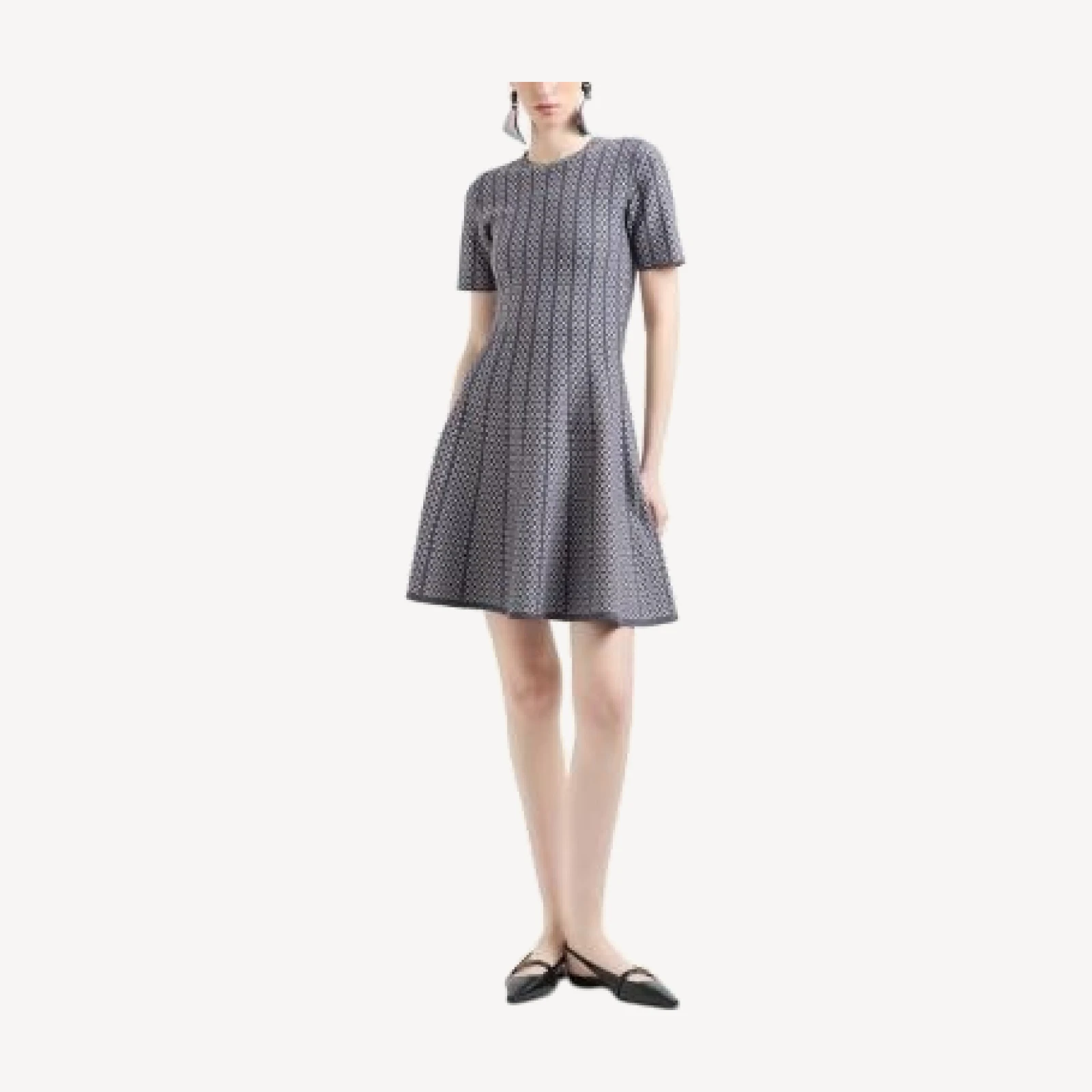 Emporio Armani Geo Pattern Jacquard Jersey Knit A Line Dress