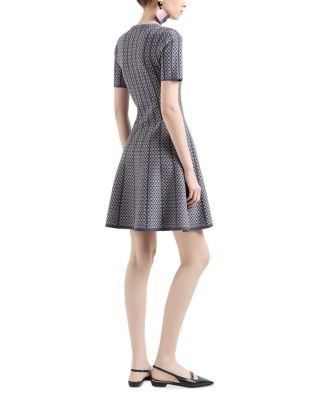 Emporio Armani Geo Pattern Jacquard Jersey Knit A Line Dress