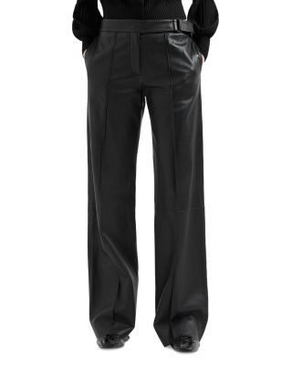 Emporio Armani Leather Trousers with Buckle Detail