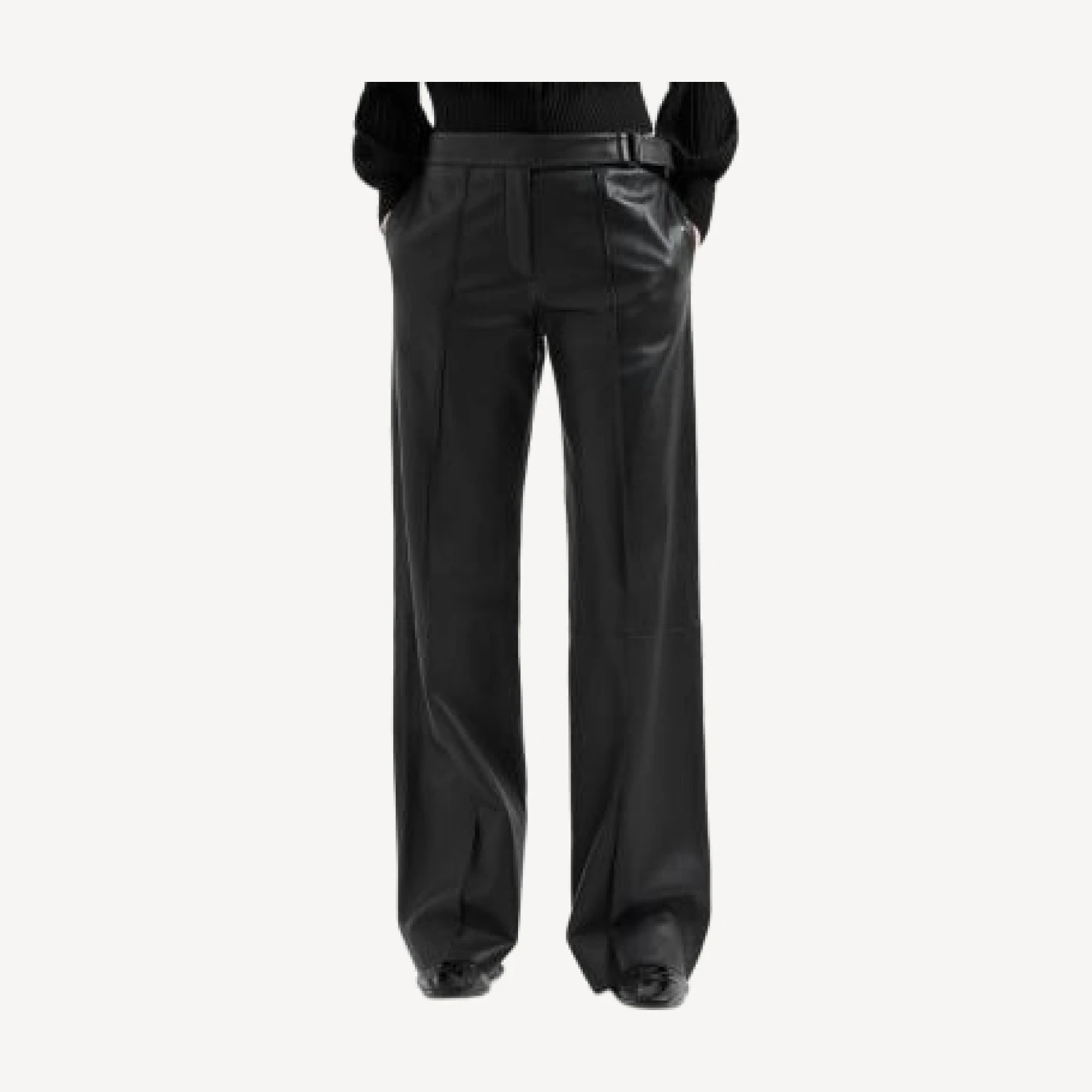 Emporio Armani Leather Trousers with Buckle Detail