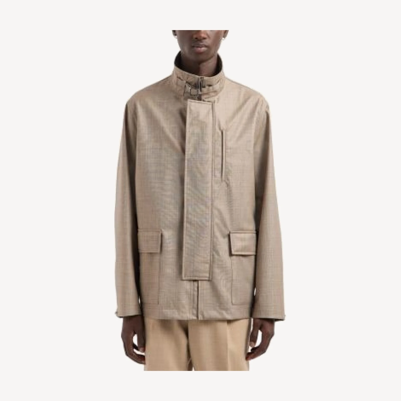 Emporio Armani Silky Finish Buckle Closure Wool Coat