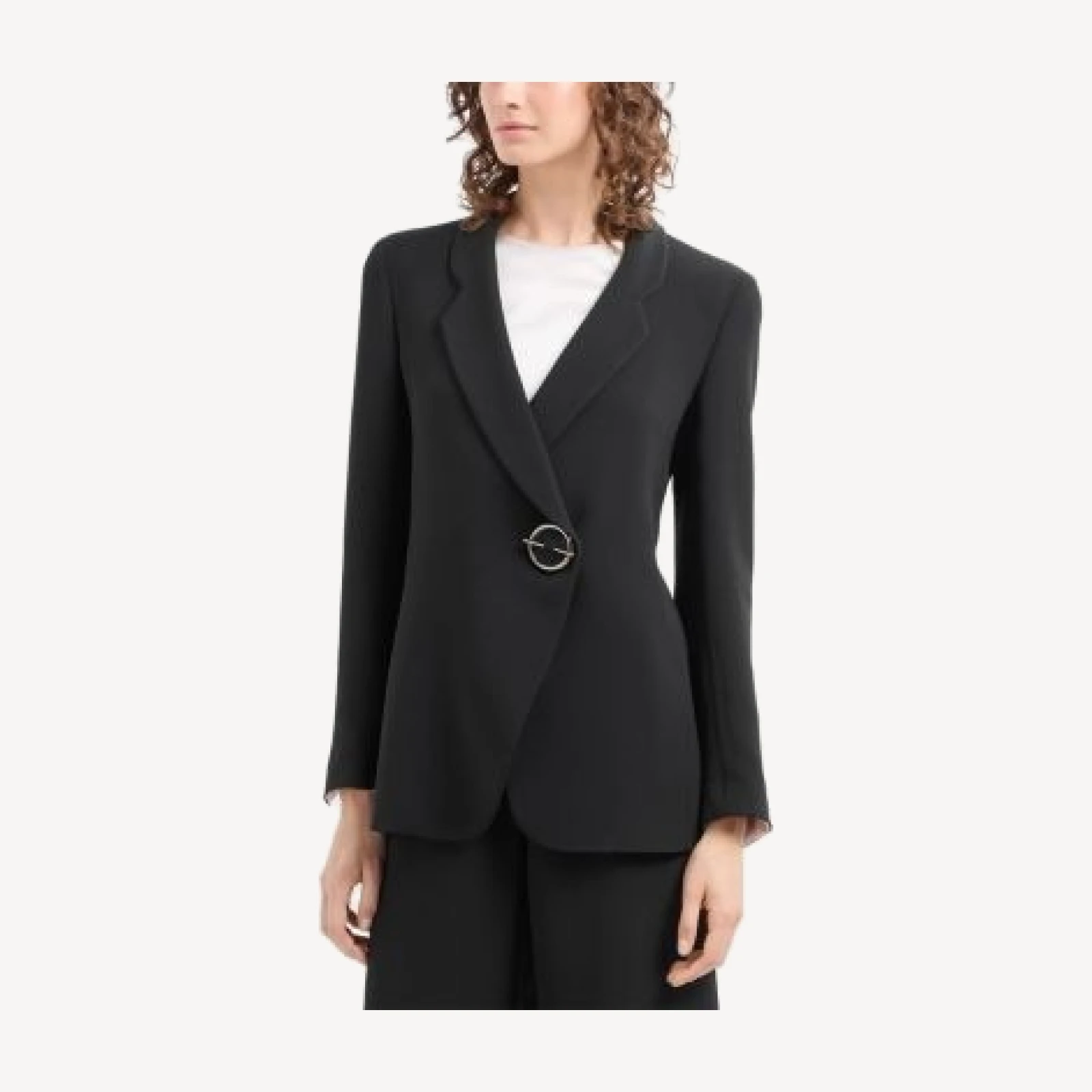 Emporio Armani Front Metal Closure Crepe Cady Blazer