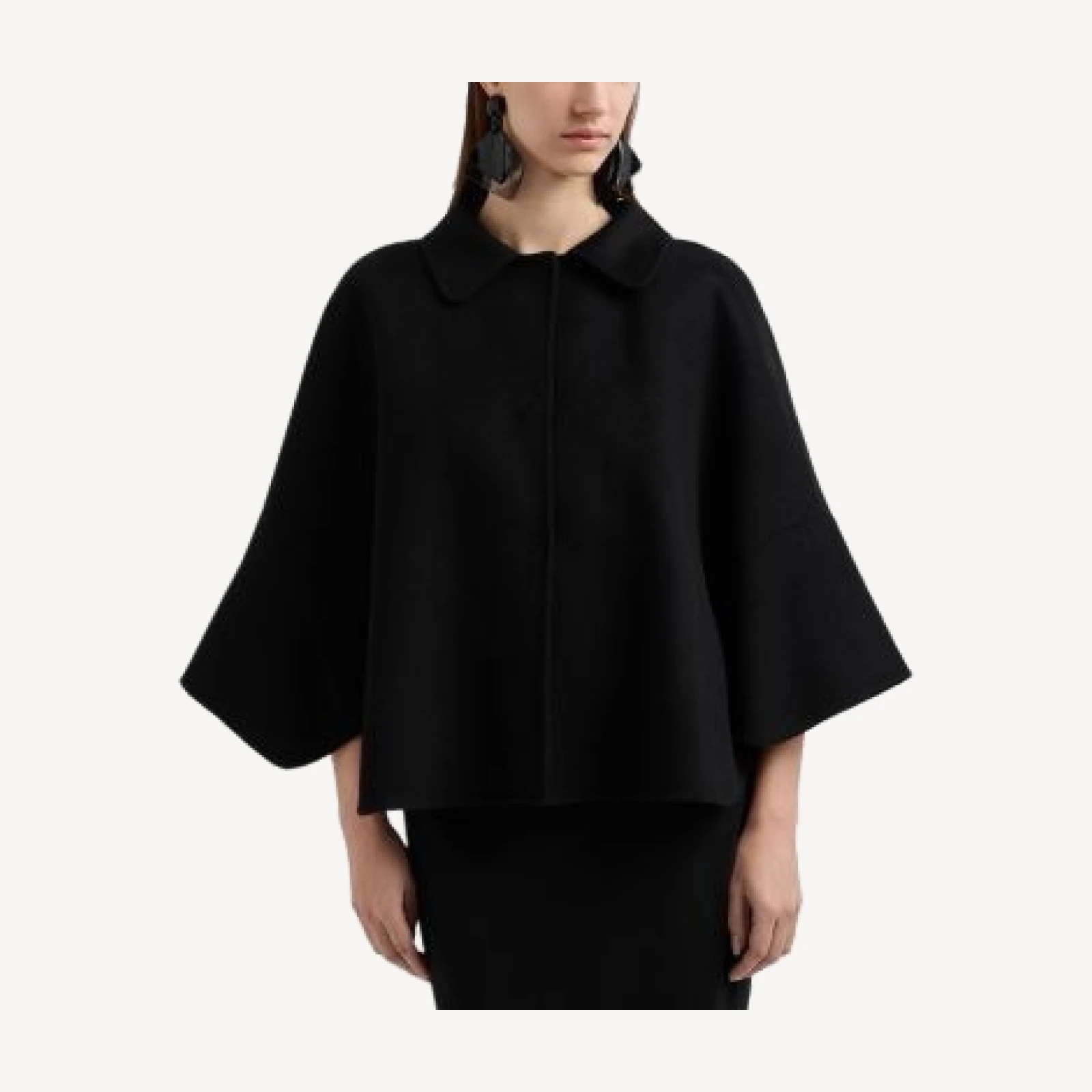 Emporio Armani Wool Cashmere Cape Sleeve Coat