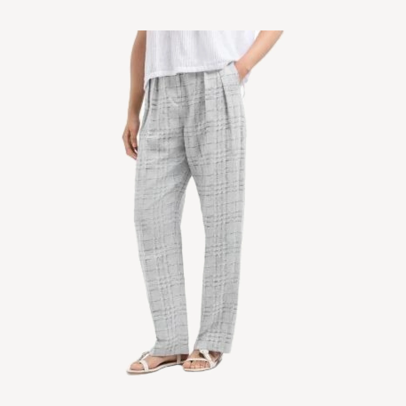 Emporio Armani Linen Check Straight Leg Trousers