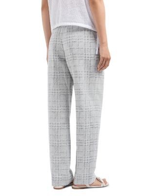 Emporio Armani Linen Check Straight Leg Trousers