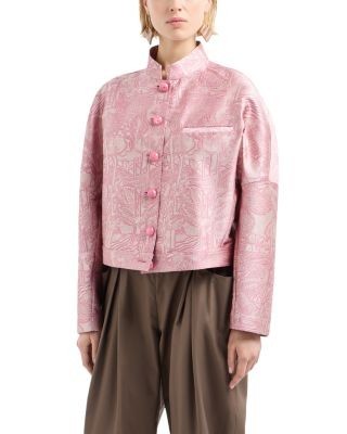 Emporio Armani Landscape Tonal Print Shiny Jacquard Jacket
