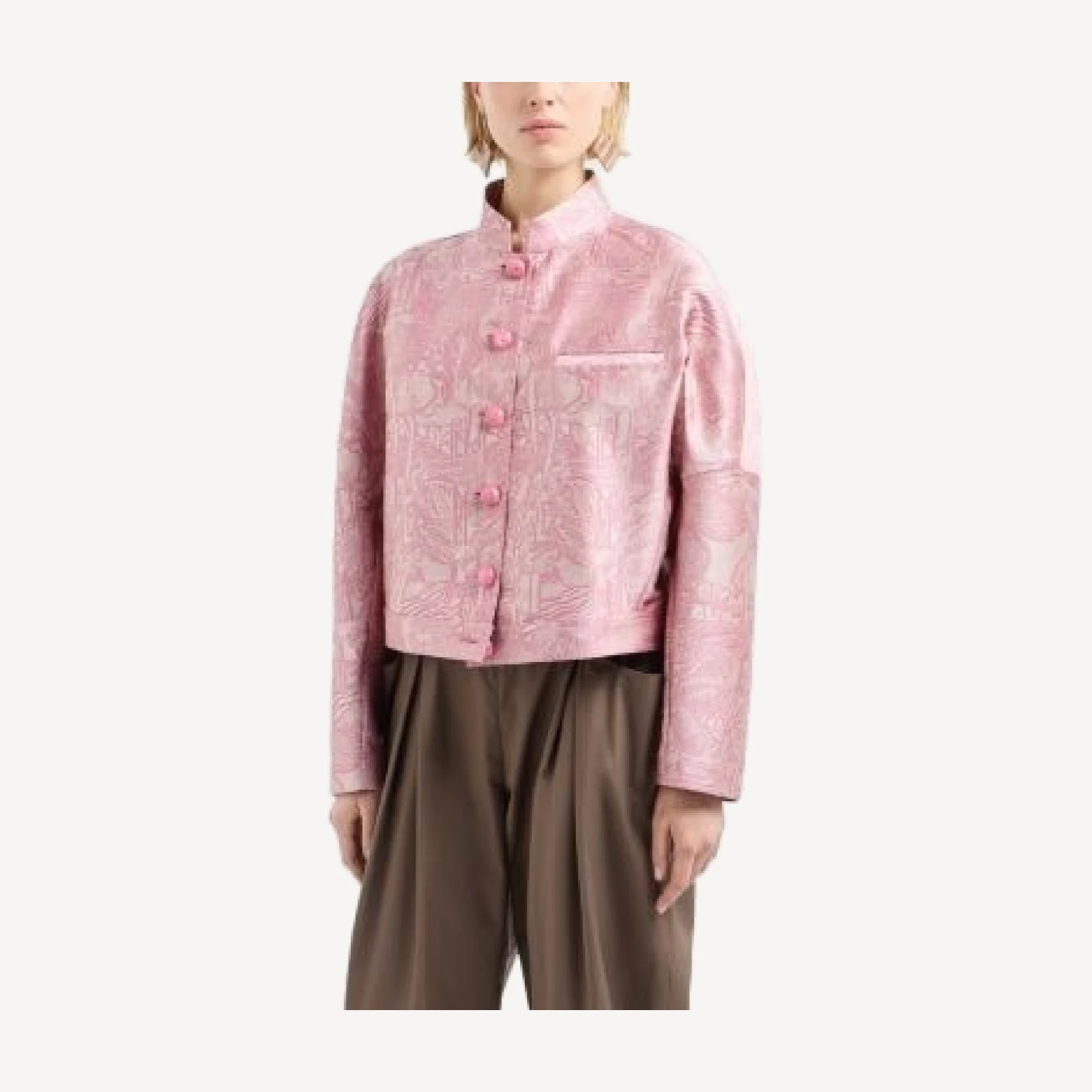 Emporio Armani Landscape Tonal Print Shiny Jacquard Jacket