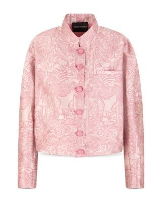 Emporio Armani Landscape Tonal Print Shiny Jacquard Jacket