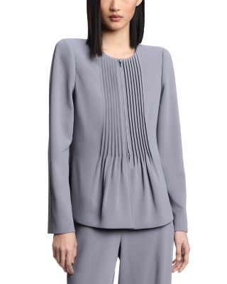 Emporio Armani Front Zip Pleated Fluid Armure Jacket